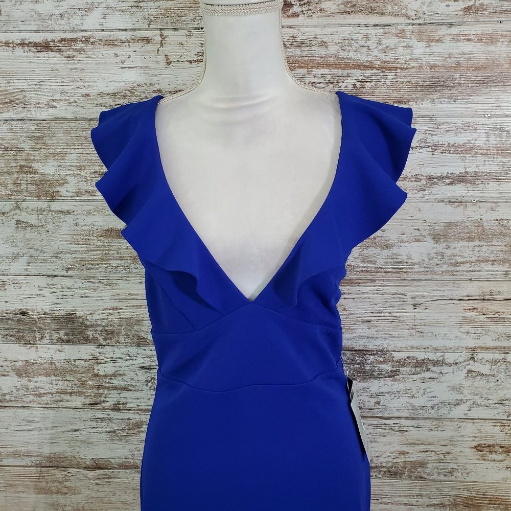 JUMP Royal Blue Plunge Ruffle Mini Dress - Picture 4 of 10